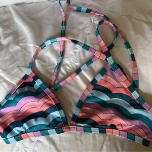 Jolyn Multicolor Wave Print Triangle Bikini Top